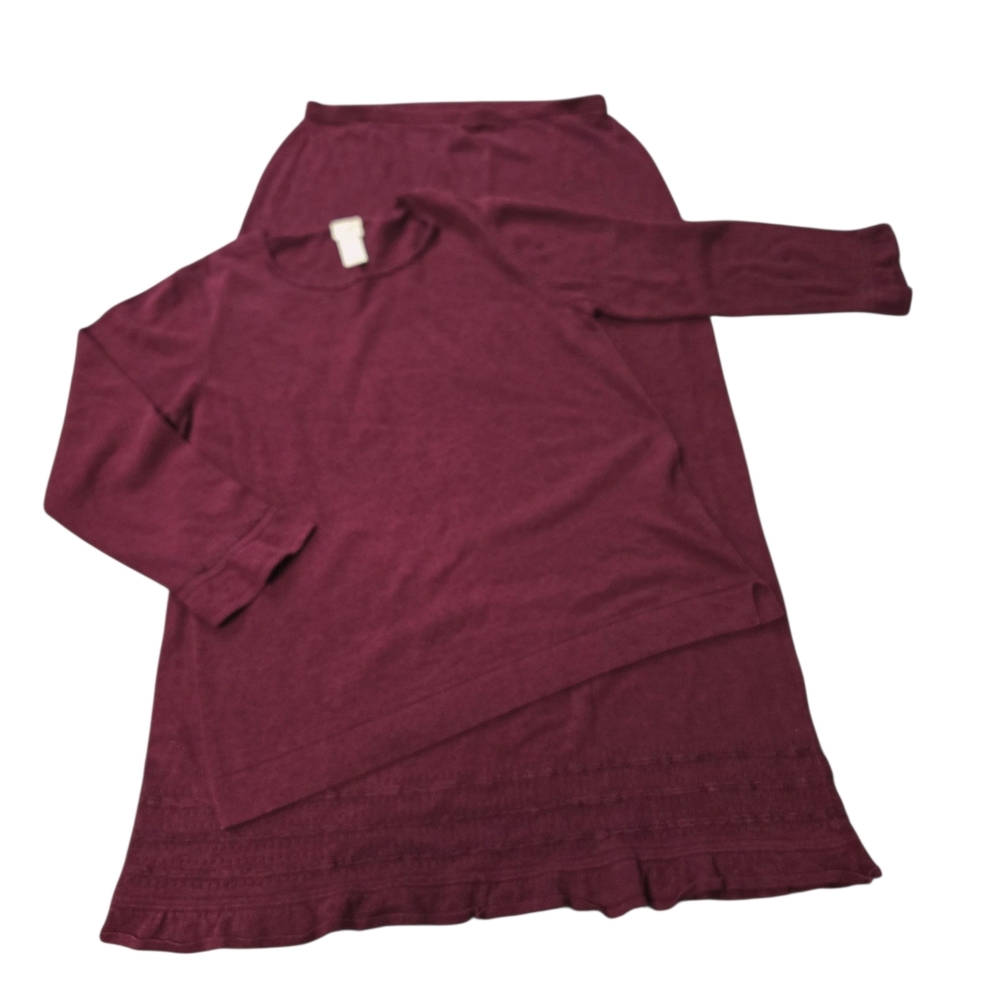 Vintage J. Jill Women's Long Sleeves Shirt & Skirt RUFFLED TRIMS 2 Piece SMALL